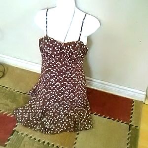 Brown pink flowers design dress sm